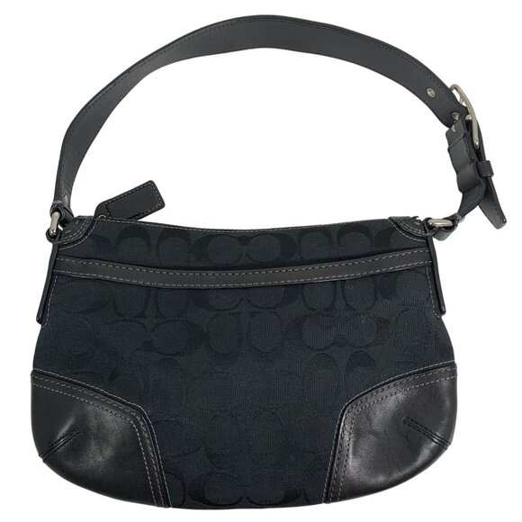 VTG Coach Signature Logo Black Canvas & Leather Shoulder Hand Bag 11574 + Tag - Picture 9 of 16